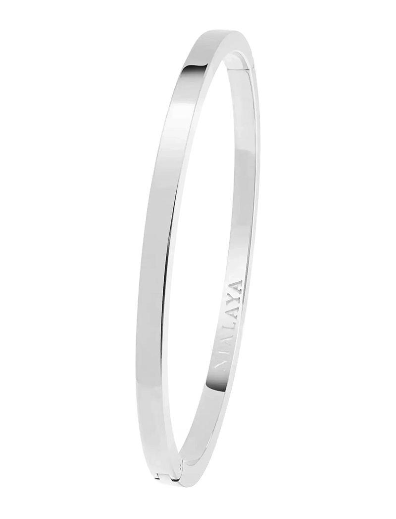 Nialaya - Men's Silver Simplicity Bangle - armbänder - silver - 1