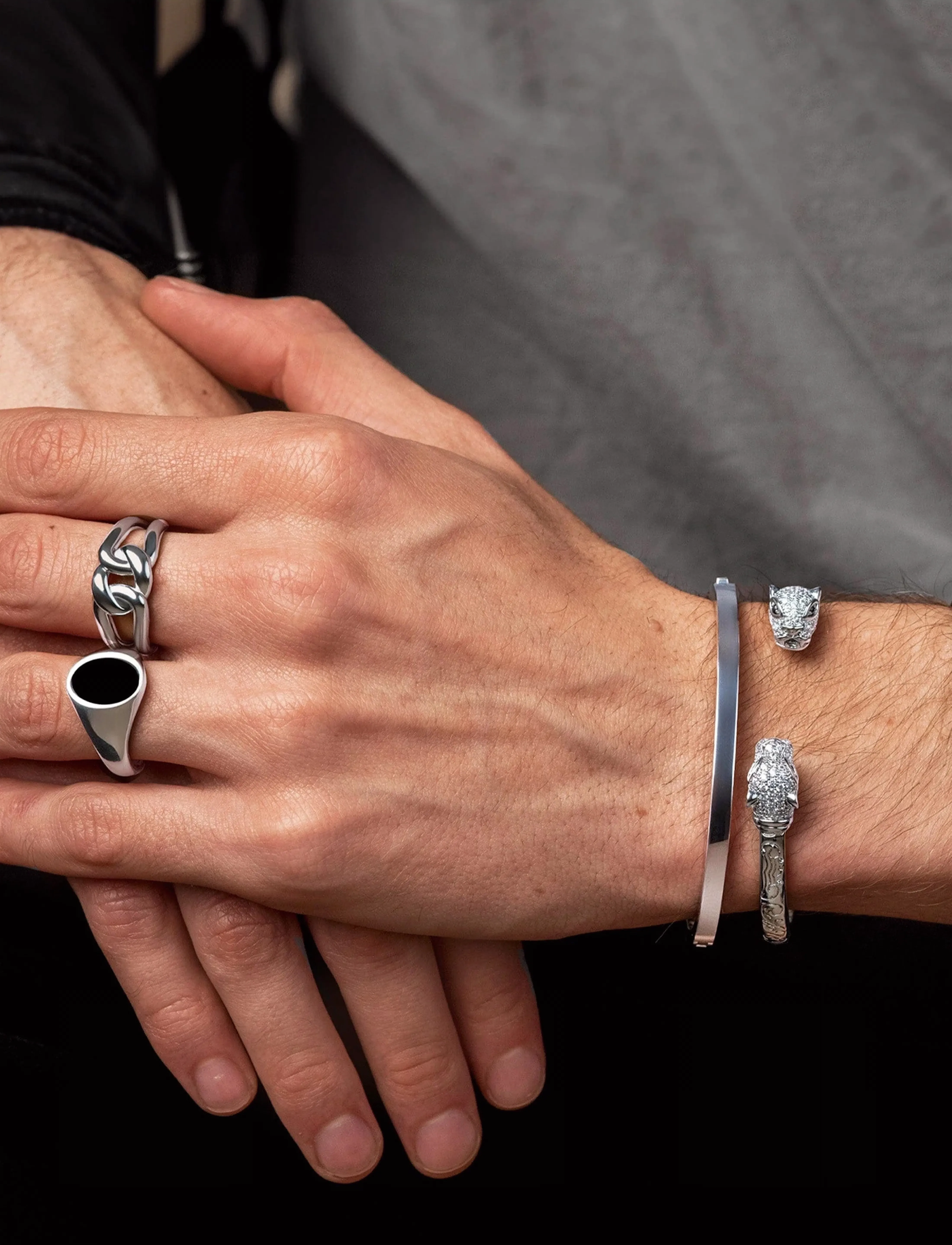 Nialaya Bracelet, L 18 cm, Jewellery, Silber - Bracelets, Männerswear