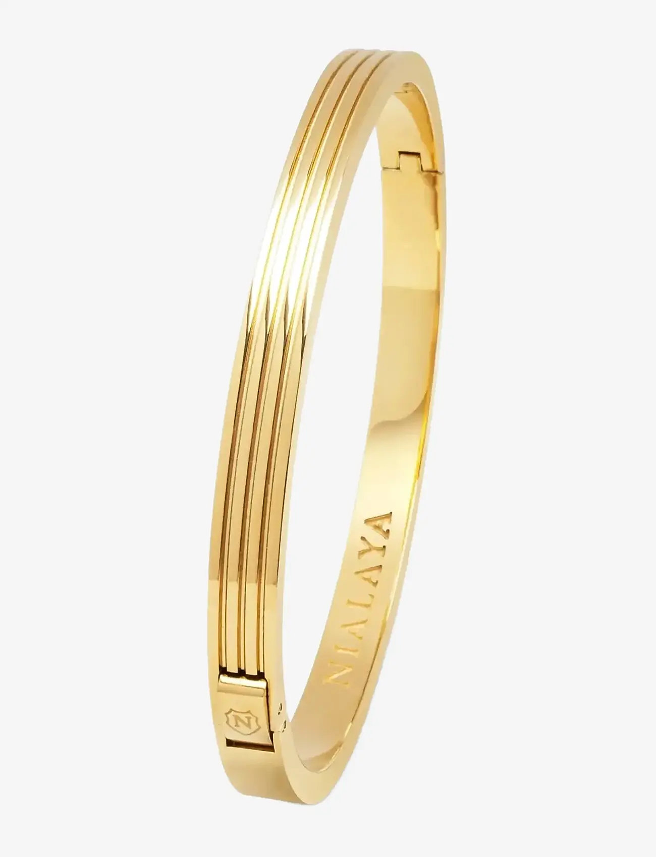 Nialaya - Men's Gold Gentleman Bangle - armbänder - gold - 1