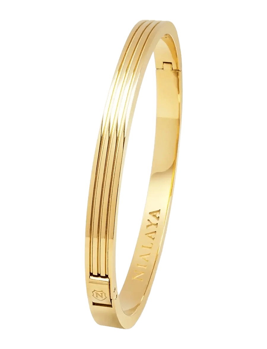 Nialaya - Men's Gold Gentleman Bangle - käevõrud - gold - 1