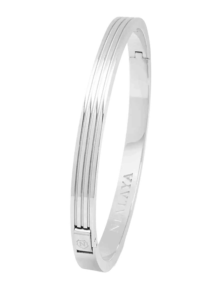 Nialaya - Men's Silver Gentleman Bangle - armbänder - silver - 1