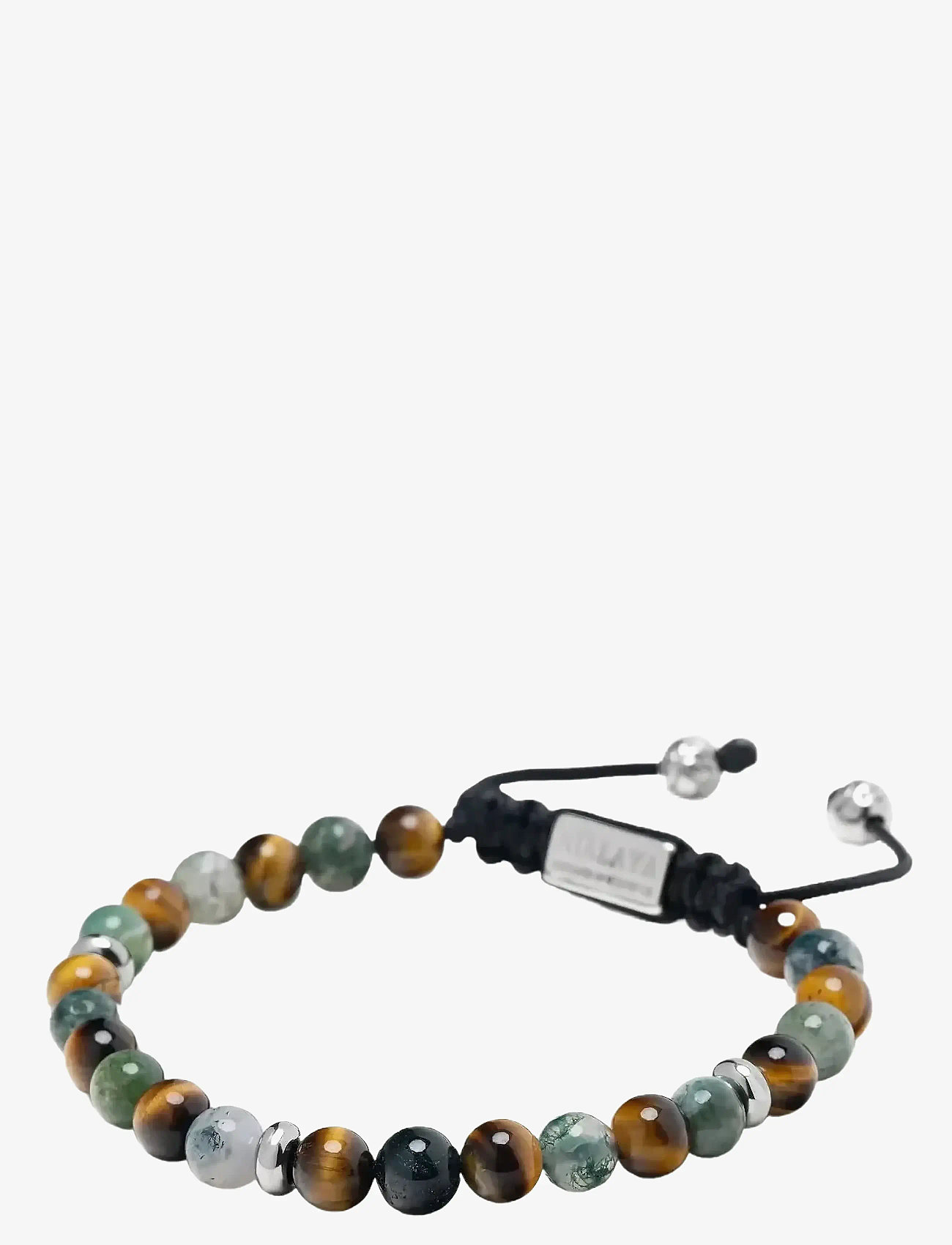 Nialaya - Men's Beaded Bracelet with Aquatic Agate, Brown Tiger Eye and Silver - armband - multi - 3