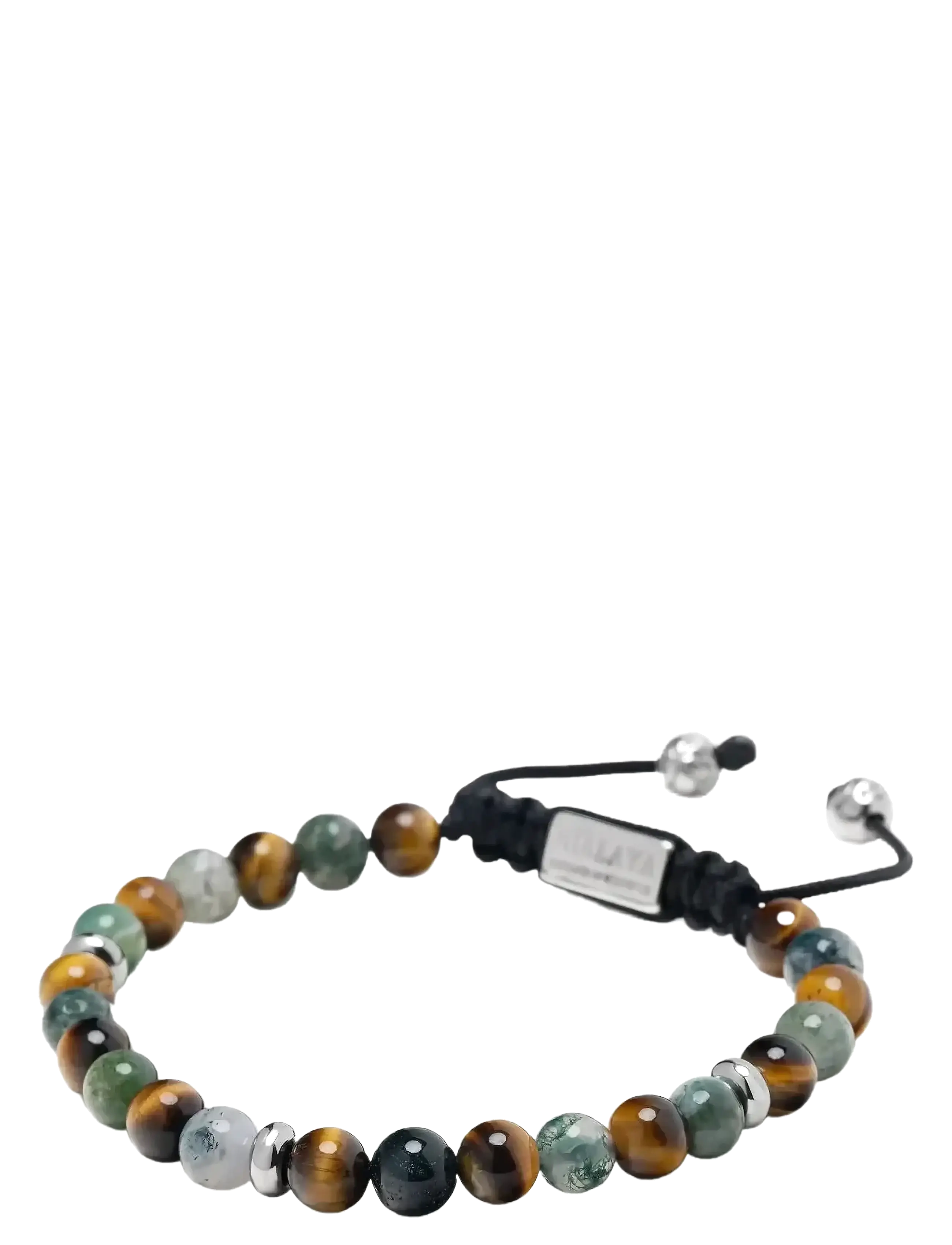 Nialaya - Men's Beaded Bracelet with Aquatic Agate, Brown Tiger Eye and Silver - armbänder - multi - 3
