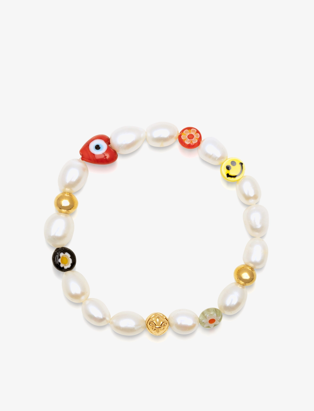 Nialaya Men's Smiley Face Pearl Bracelet - Asusteet - MULTI / multi