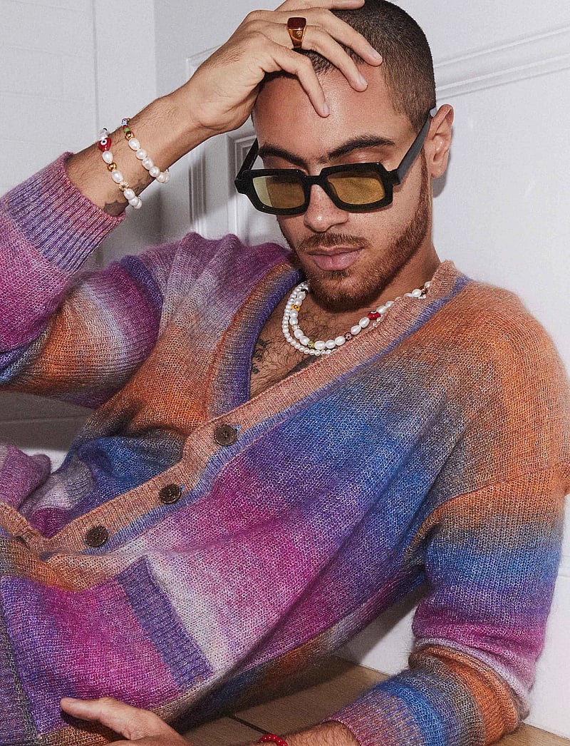 Nialaya - Men's Smiley Face Pearl Bracelet - armband - multi - 0