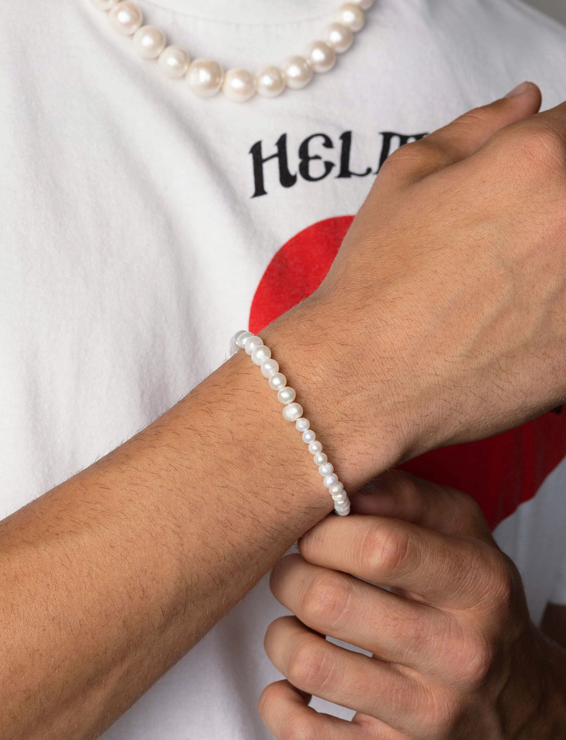 Mens discount pearl bracelet