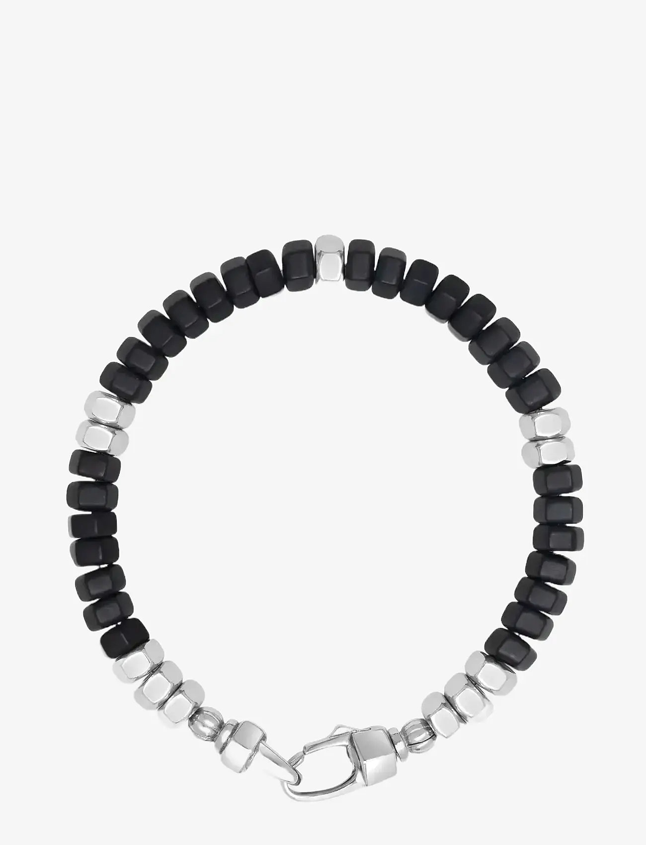 Nialaya - Men's Hexagon Beaded Bracelet with Black Onyx and Silver - käevõrud - black
silver - 1