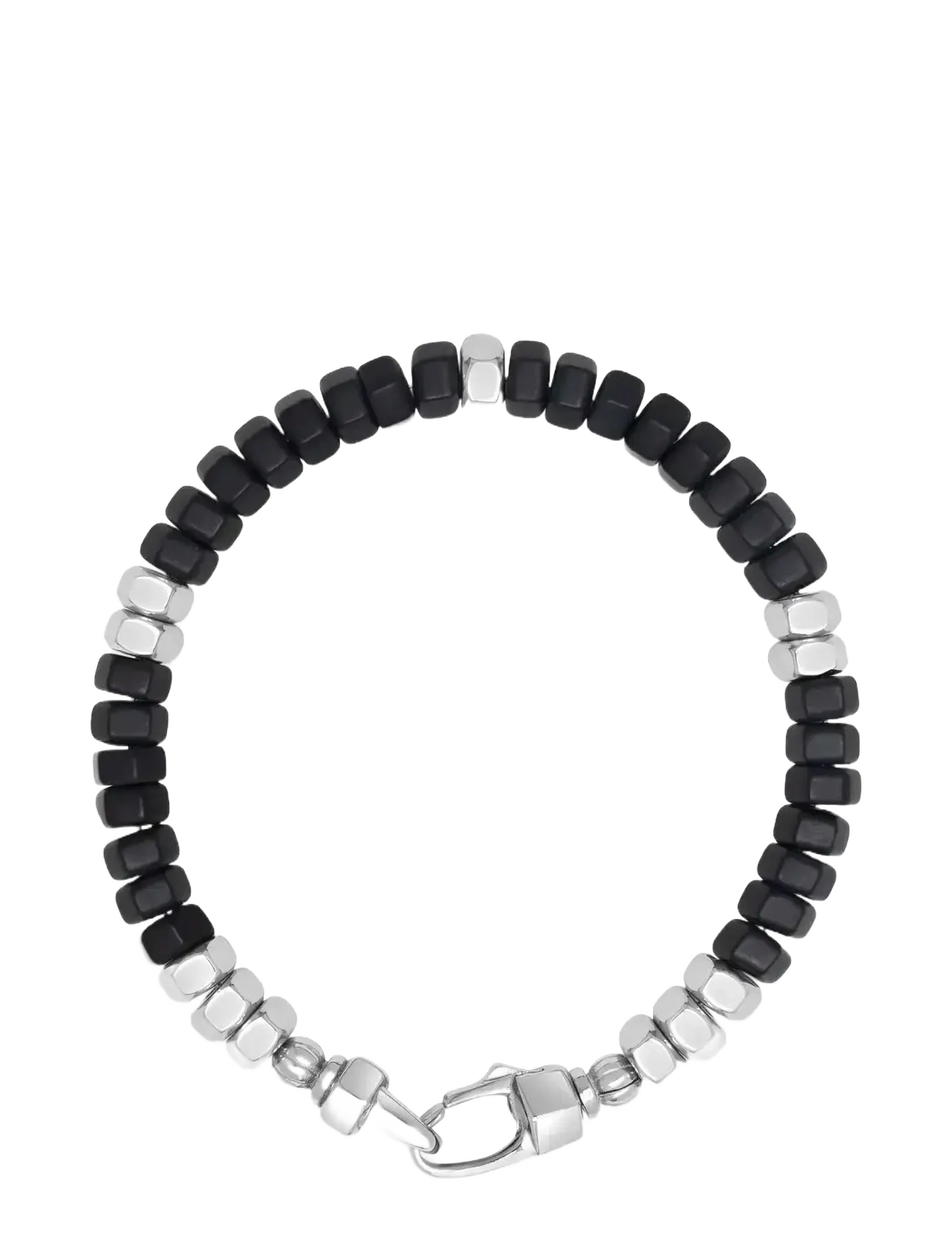Nialaya Men's Hexagon Beaded Bracelet with Black Onyx and Silver - Aksessuaarid - BLACK
SILVER / black