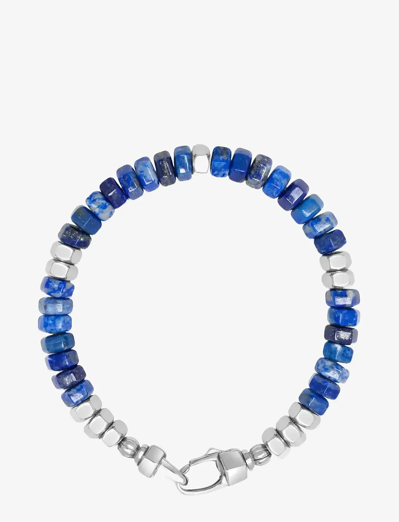 Nialaya - Men's Hexagon Beaded Bracelet with Blue Lapis and Silver - armbånd - blue
silver - 1