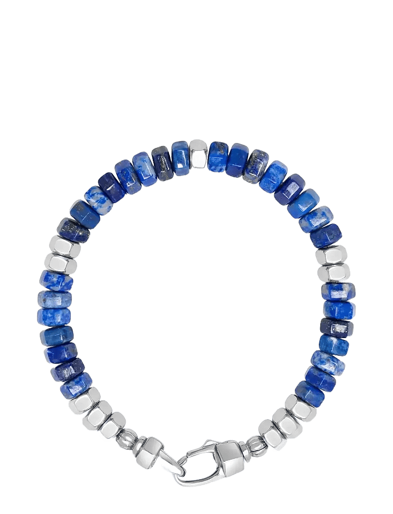 Nialaya - Men's Hexagon Beaded Bracelet with Blue Lapis and Silver - armbånd - blue
silver - 1