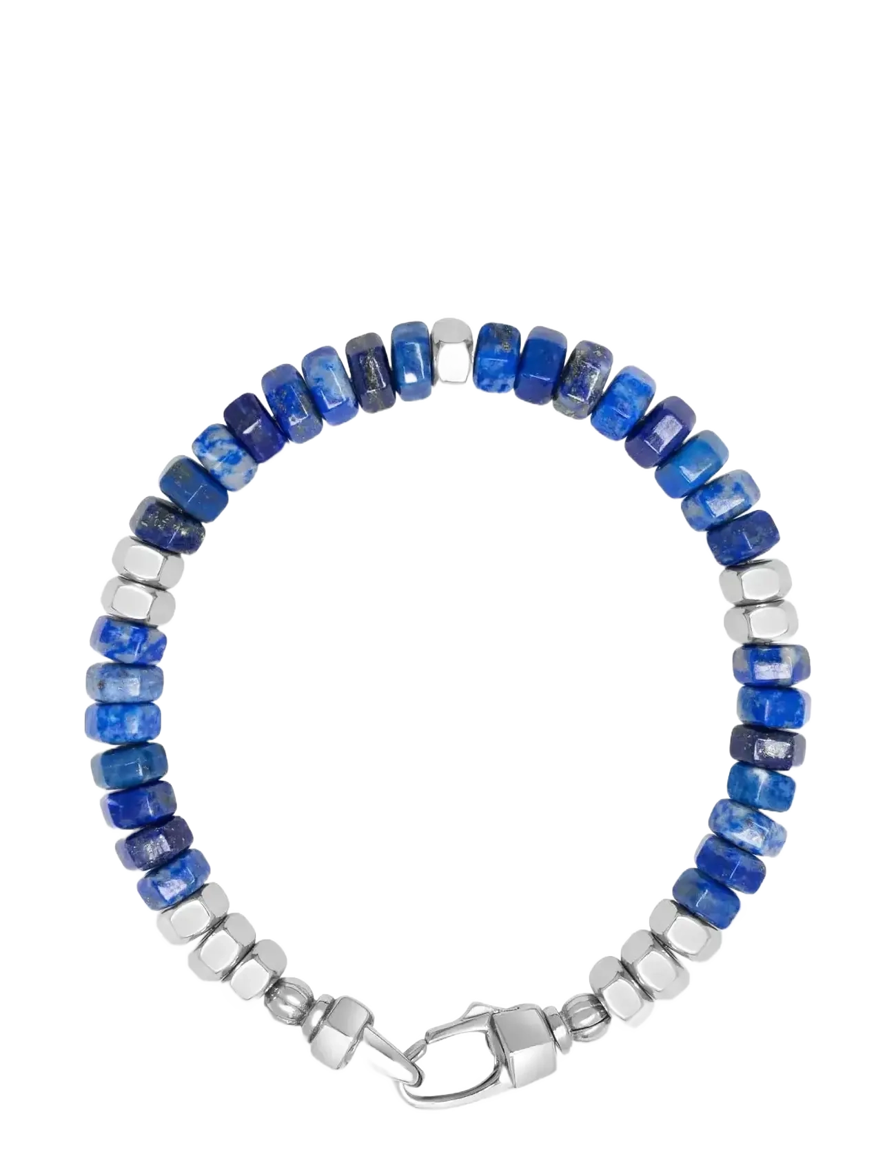 Nialaya - Men's Hexagon Beaded Bracelet with Blue Lapis and Silver - armbänder - blue
silver - 1