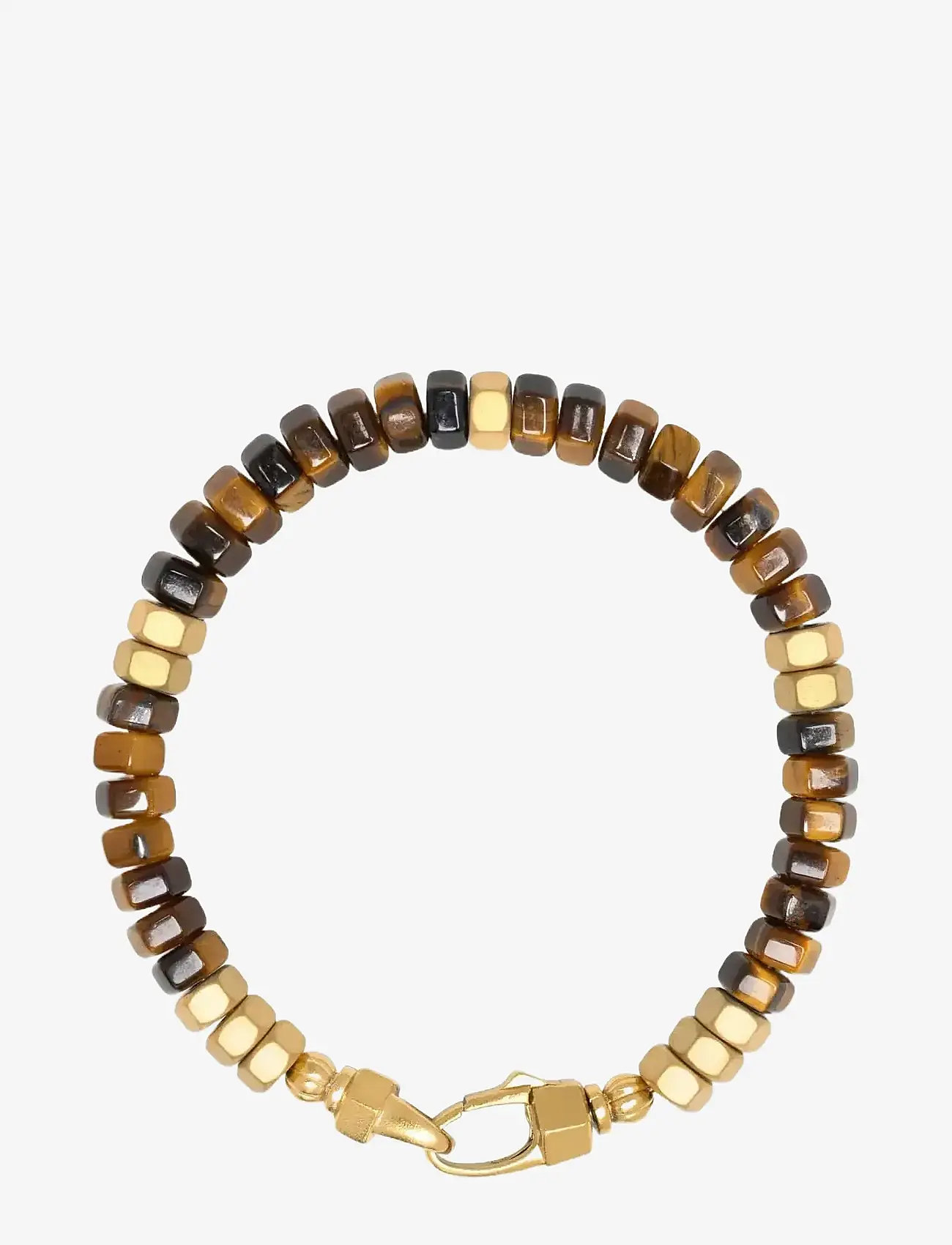 Nialaya - Men's Hexagon Beaded Bracelet with Tiger Eye and Gold - armband - brown
gold - 1