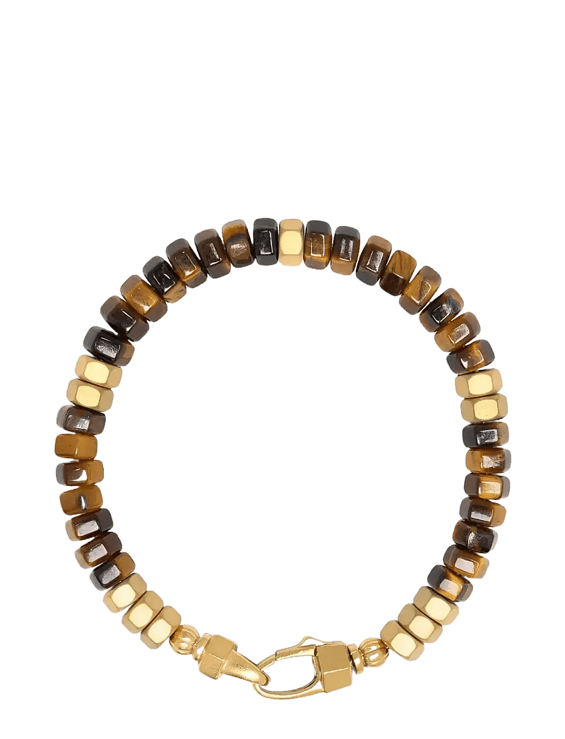 Nialaya - Men's Hexagon Beaded Bracelet with Tiger Eye and Gold - armbanden - brown
gold - 1
