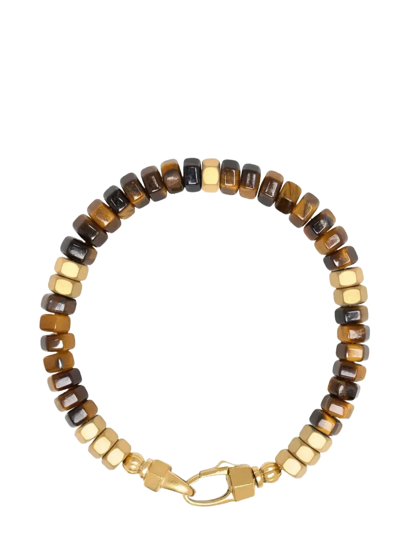 Nialaya Men's Hexagon Beaded Bracelet with Tiger Eye and Gold - Aksesuāri - BROWN
GOLD / brown