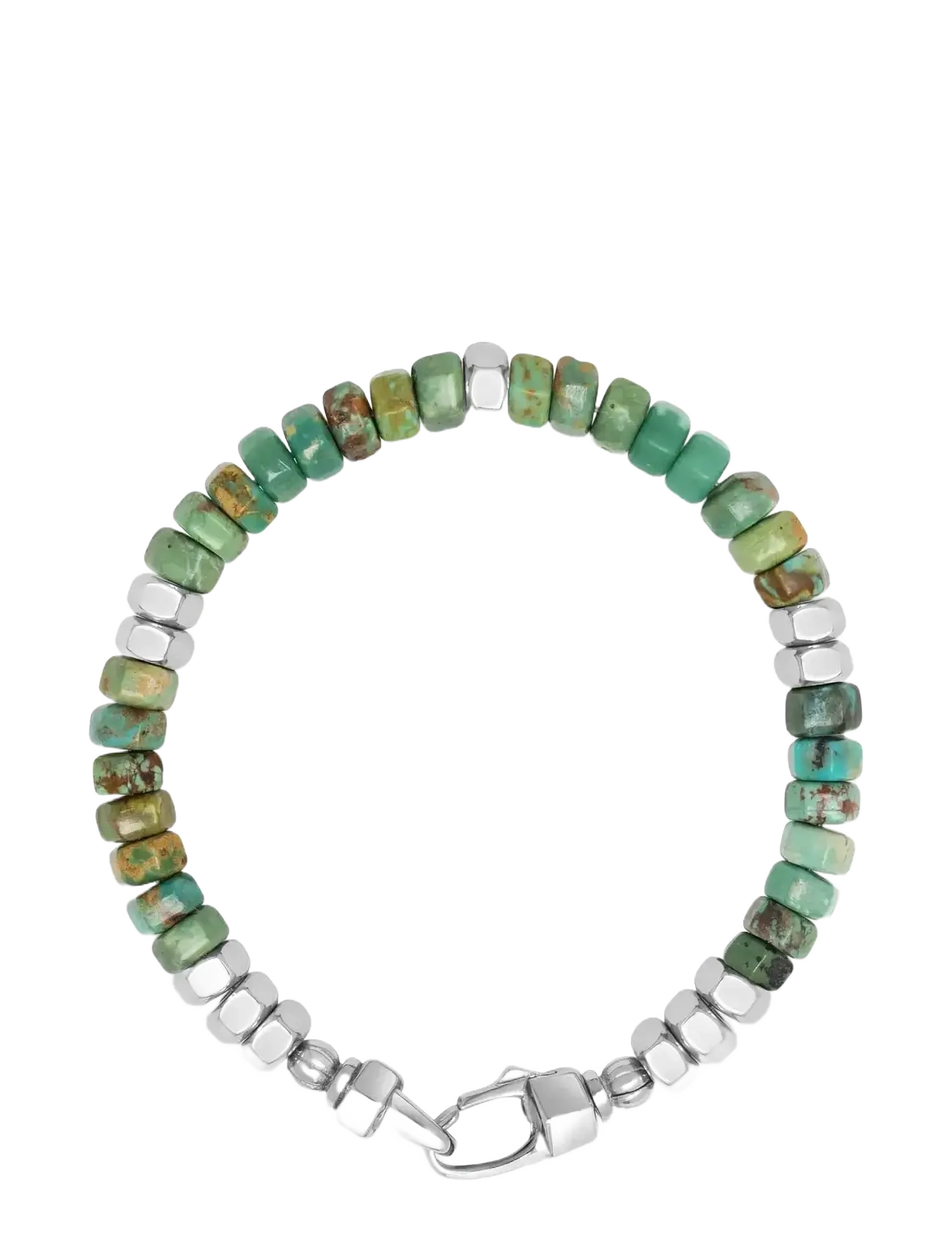 Men's Hexagon Beaded Bracelet with Green Turquoise and Silver - TURQUOISE
SILVER