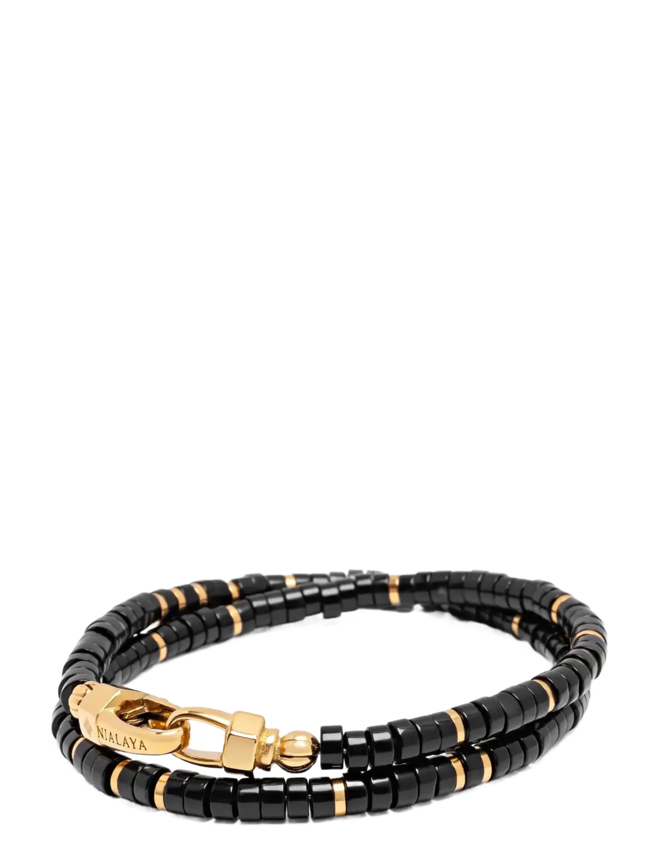 Nialaya Black Onyx Heishi Wrap Bracelet - Smykker - BLACK/GOLD / black