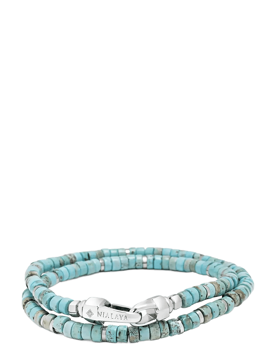 Nialaya - Turquoise Heishi Wrap Bracelet - armbånd - turquoise - 1