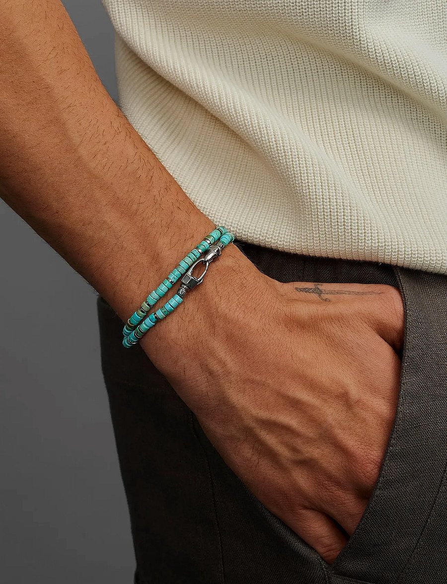 Nialaya - Turquoise Heishi Wrap Bracelet - armbånd - turquoise - 3