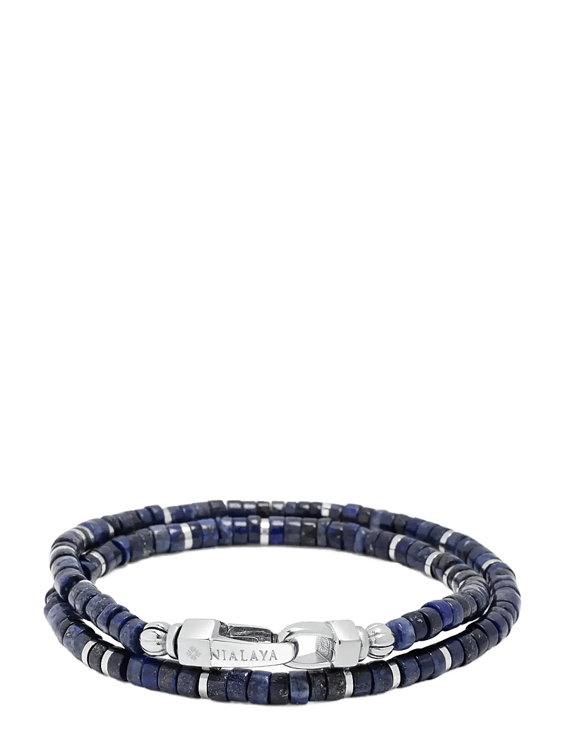 Nialaya - Blue Lapis Heishi Wrap Bracelet - armband - blue - 1