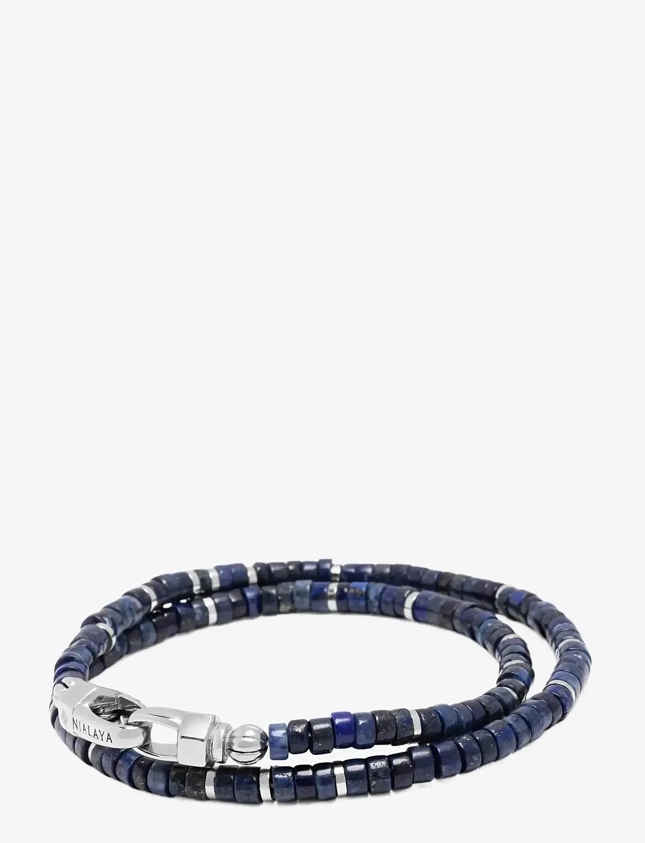 Nialaya - Blue Lapis Heishi Wrap Bracelet - armband - blue - 2