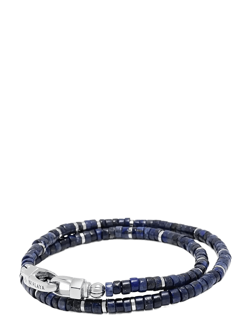 Nialaya - Blue Lapis Heishi Wrap Bracelet - armband - blue - 2