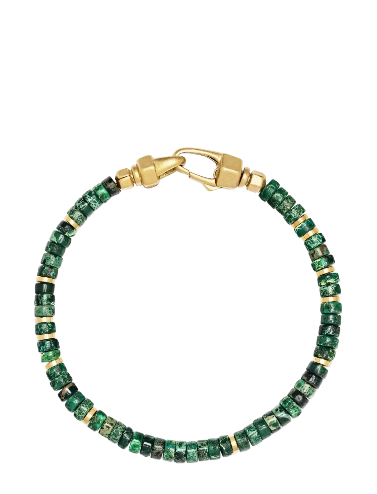 Nialaya Dark Green Malachite Heishi Bracelet - Tilbehør - GREEN / gold