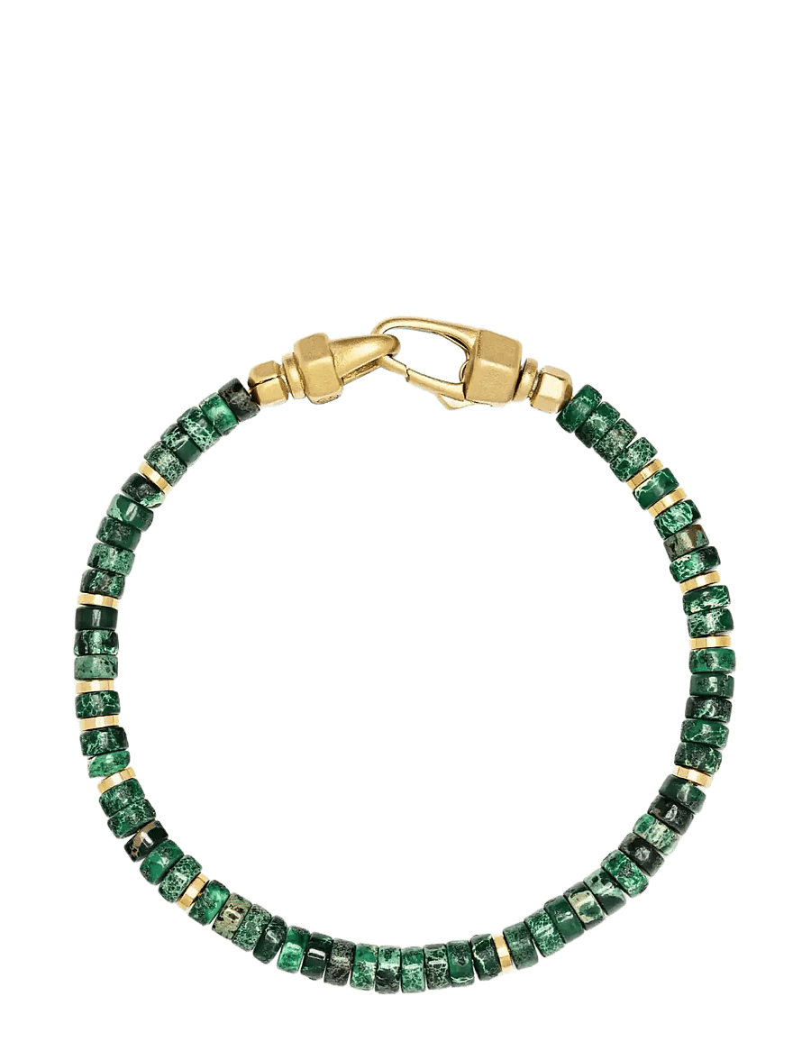 Nialaya - Dark Green Malachite Heishi Bracelet - käevõrud - green - 1