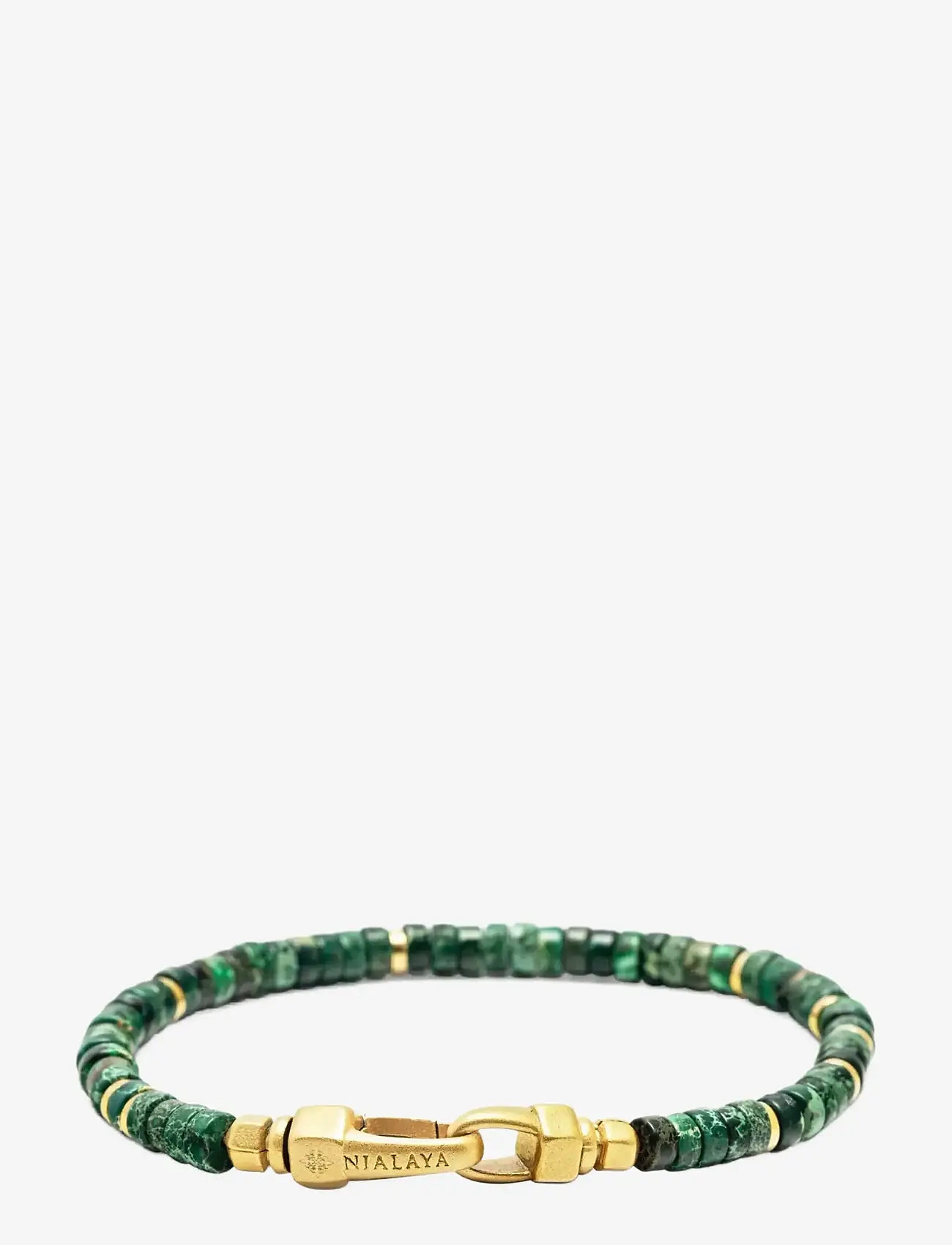 Nialaya - Dark Green Malachite Heishi Bracelet - käevõrud - green - 2