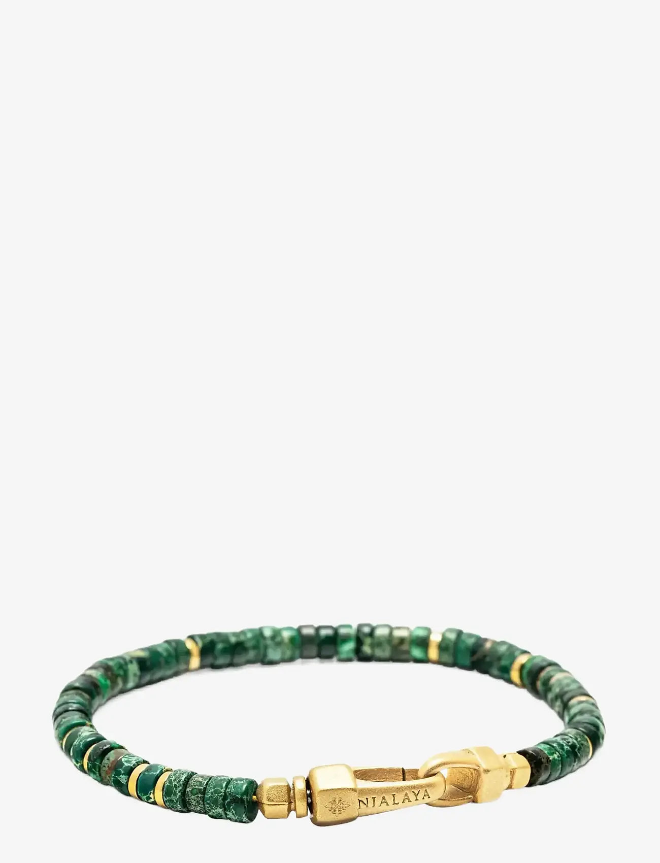 Nialaya - Dark Green Malachite Heishi Bracelet - käevõrud - green - 3