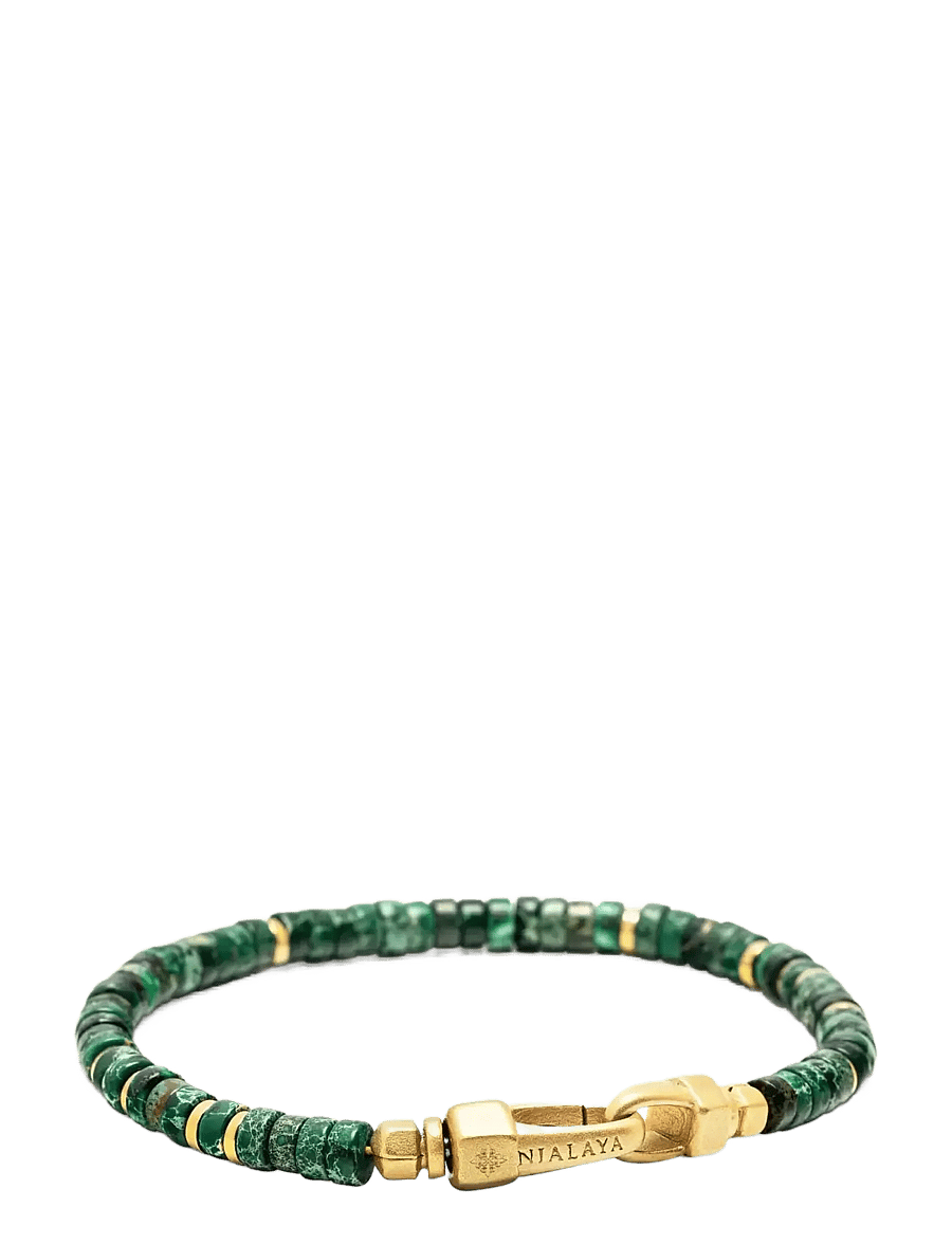 Nialaya - Dark Green Malachite Heishi Bracelet - käevõrud - green - 3
