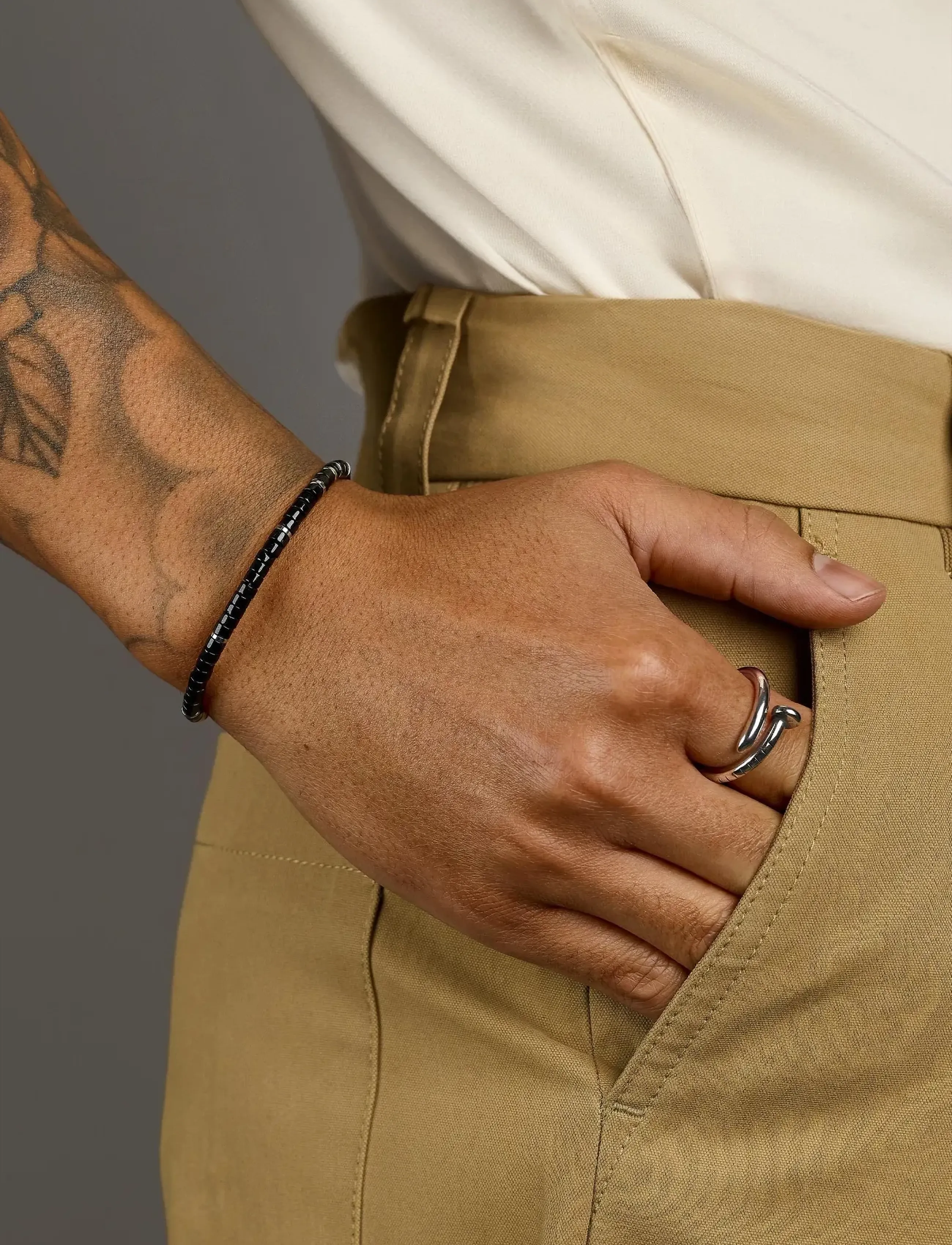 Nialaya Midnight Onyx Heishi Bracelet - Partywear - BLACK / black