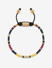 Men's Beaded Bracelet with Black, Yellow and Red Mini Disc B - MULTI