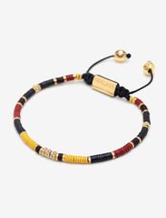 Nialaya - Men's Beaded Bracelet with Black, Yellow and Red Mini Disc B - rannekorut - multi - 2