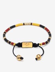 Nialaya - Men's Beaded Bracelet with Black, Yellow and Red Mini Disc B - rannekorut - multi - 3