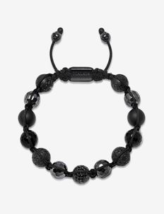 Men's Beaded Bracelet with Black CZ Diamond, Lava Stone, Mat, Nialaya