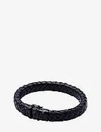 Thick Leather Bracelet with detailed Black Plated Lock - BLACK