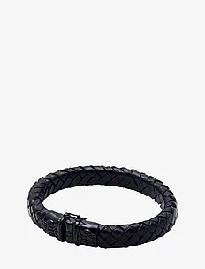 Thick Leather Bracelet with detailed Black Plated Lock, Nialaya