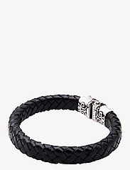 Nialaya - Thick Leather Bracelet with detailed Lock - birthday gifts - black - 2