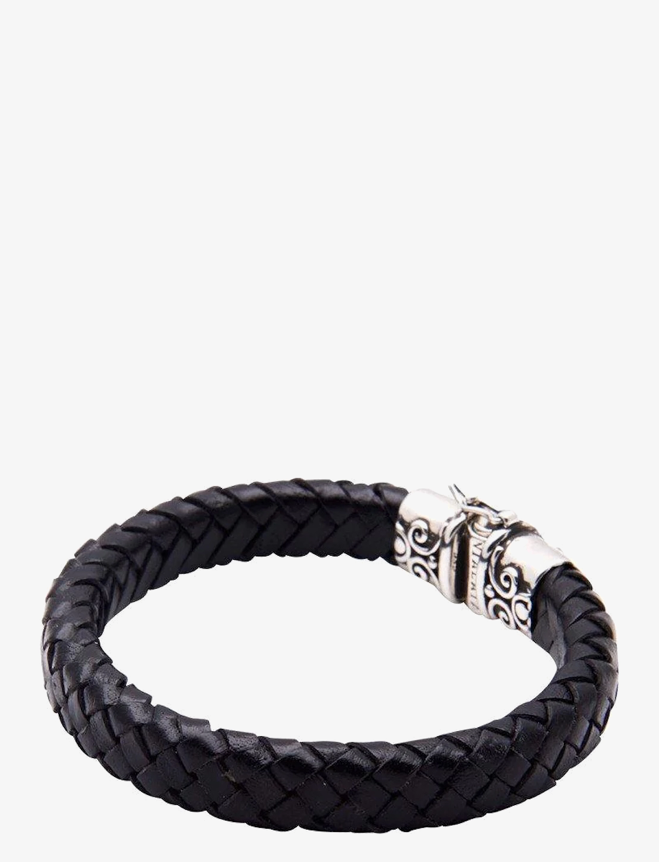 Nialaya - Thick Leather Bracelet with detailed Lock - black - 2