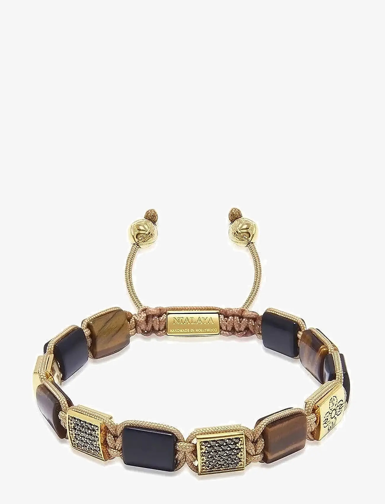 Nialaya - The Dorje Flatbead Collection - Matte Onyx and Brown Tiger Eye - armbånd - brown
black
gold - 1