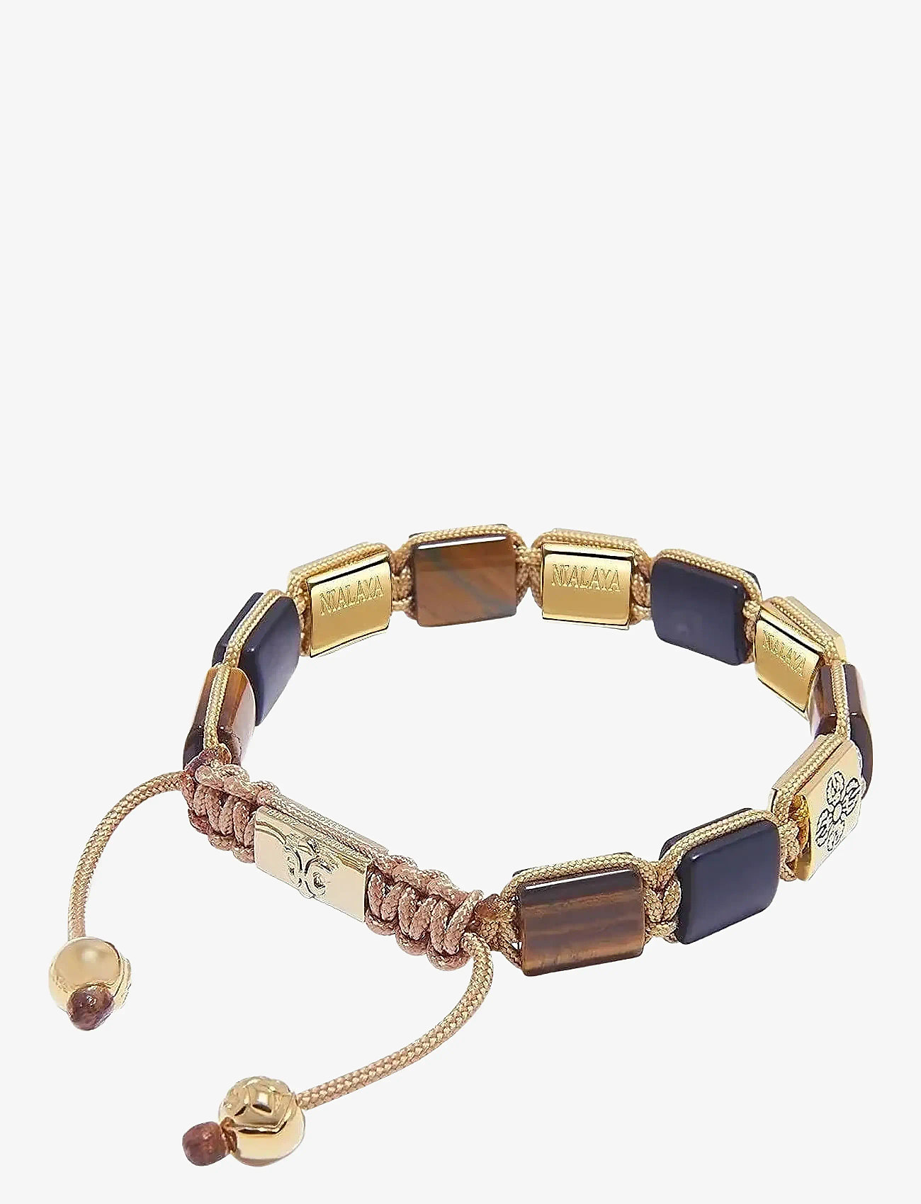 Nialaya - The Dorje Flatbead Collection - Matte Onyx and Brown Tiger Eye - armbånd - brown
black
gold - 2