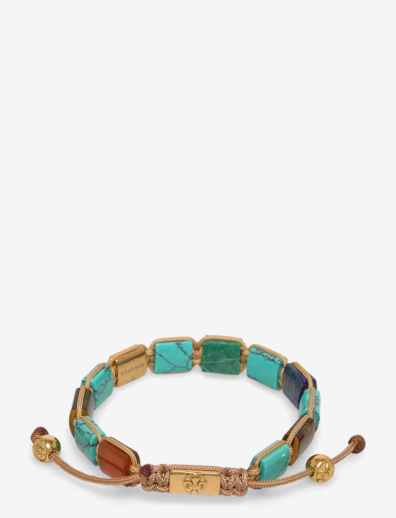 Nialaya - The Dorje Flatbead Collection - Turquoise, Blue Lapis, Red Jade, Brown Tiger Eye and Green Jade - armband - multi - 1