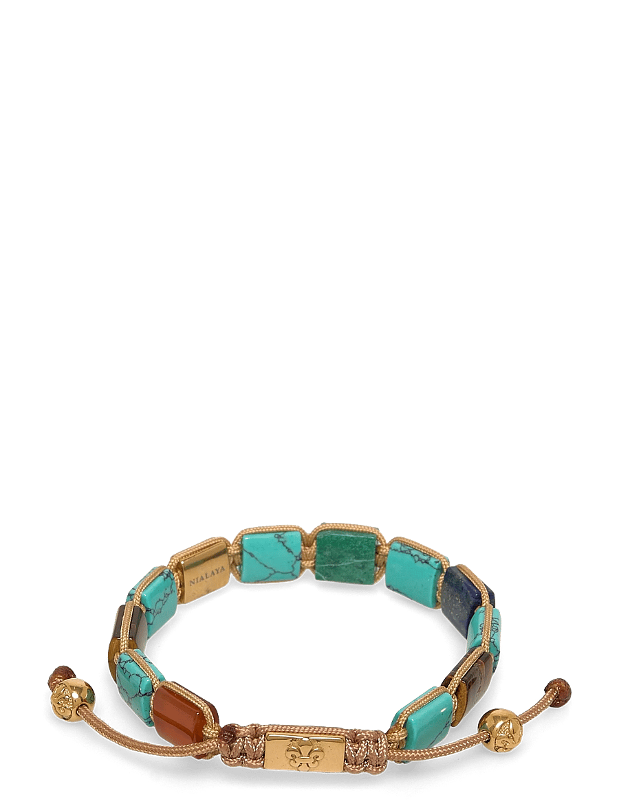 Nialaya - The Dorje Flatbead Collection - Turquoise, Blue Lapis, Red Jade, Brown Tiger Eye and Green Jade - käevõrud - multi - 1