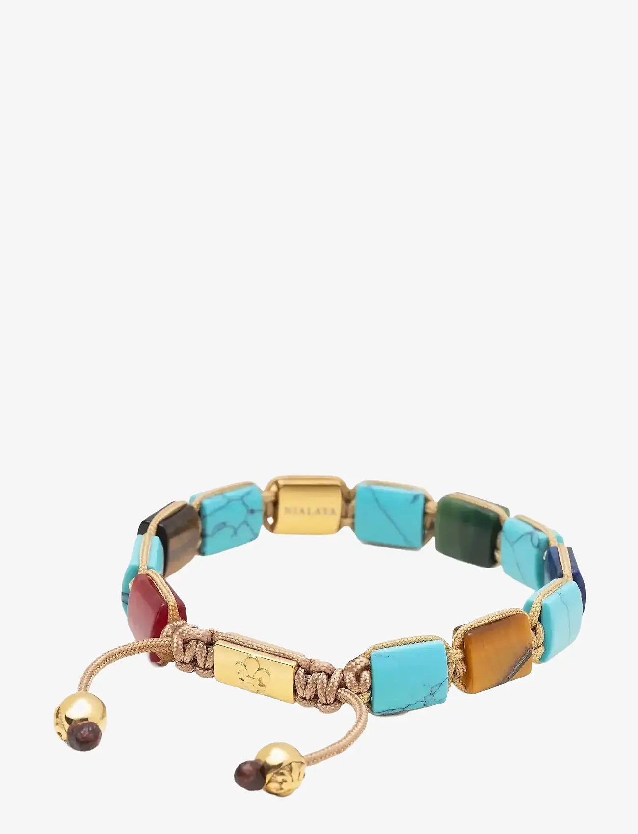 Nialaya - The Dorje Flatbead Collection - Turquoise, Blue Lapis, Red Jade, Brown Tiger Eye and Green Jade - armband - multi - 2