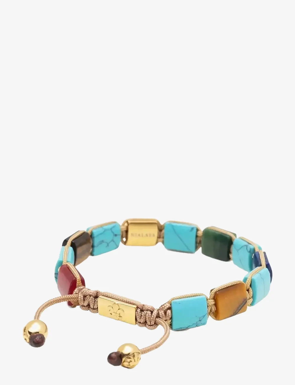 Nialaya - The Dorje Flatbead Collection - Turquoise, Blue Lapis, Red Jade, Brown Tiger Eye and Green Jade - armband - multi - 2