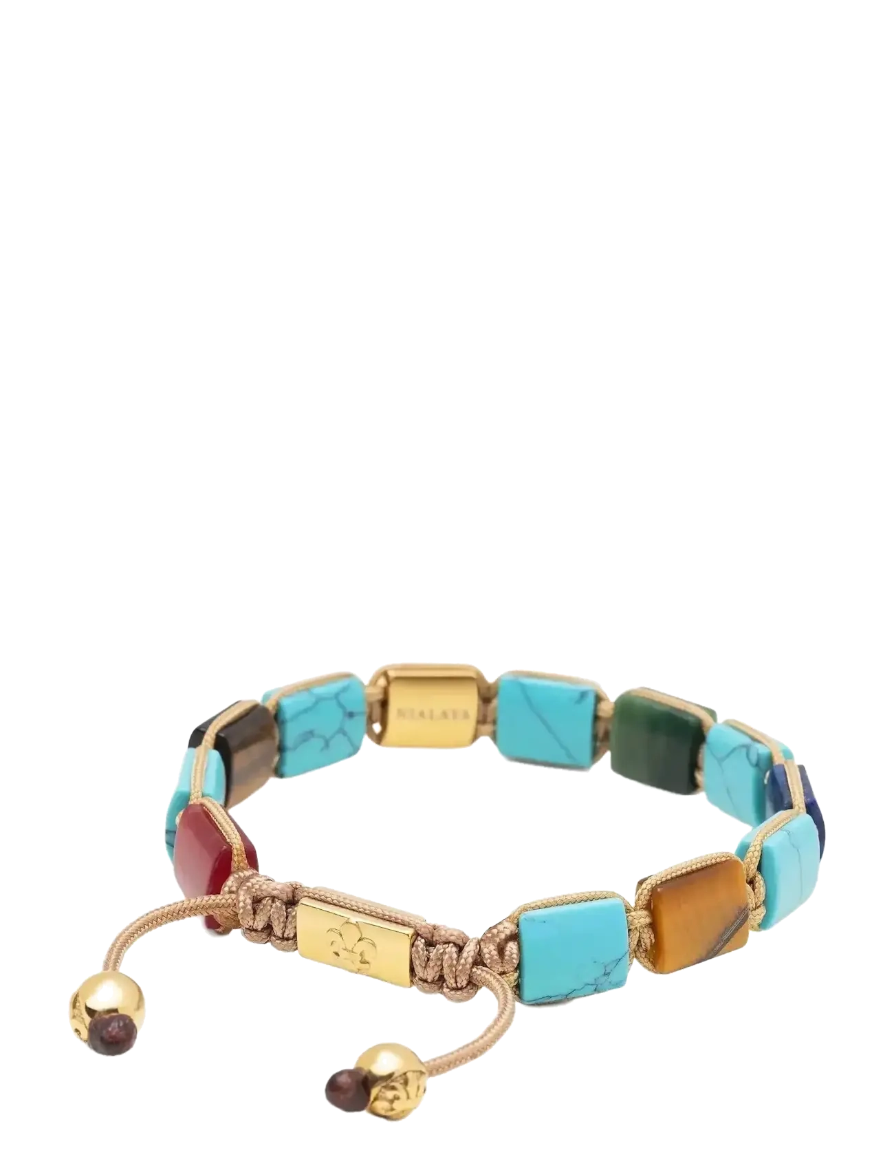 Nialaya - The Dorje Flatbead Collection - Turquoise, Blue Lapis, Red Jade, Brown Tiger Eye and Green Jade - bracelets - multi - 2