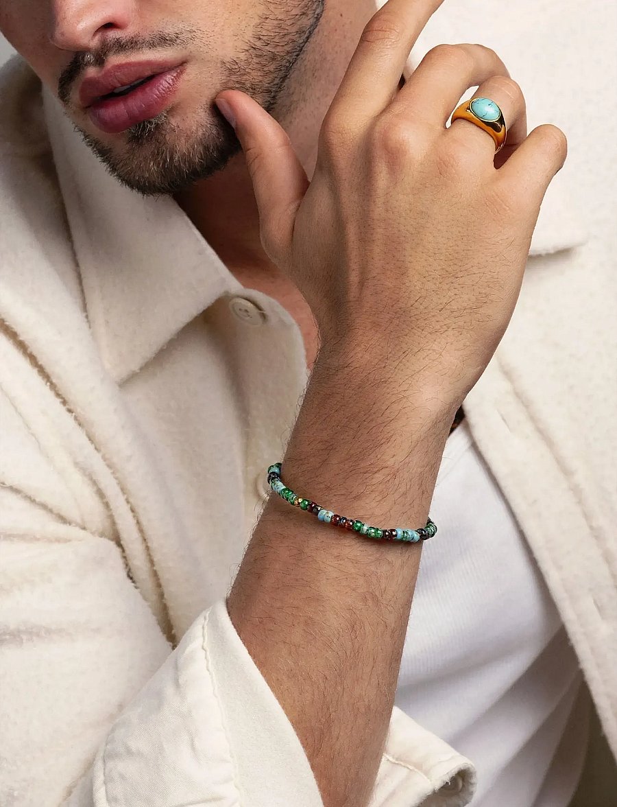 Nialaya - Wristband with Green Miyuki Beads - armband - green - 0