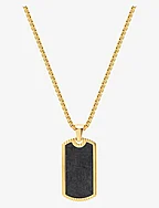 Men's Forged Carbon Dog Tag Necklace - GOLD / BLACK