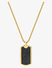 Nialaya - Men's Forged Carbon Dog Tag Necklace - birthday gifts - gold / black - 0