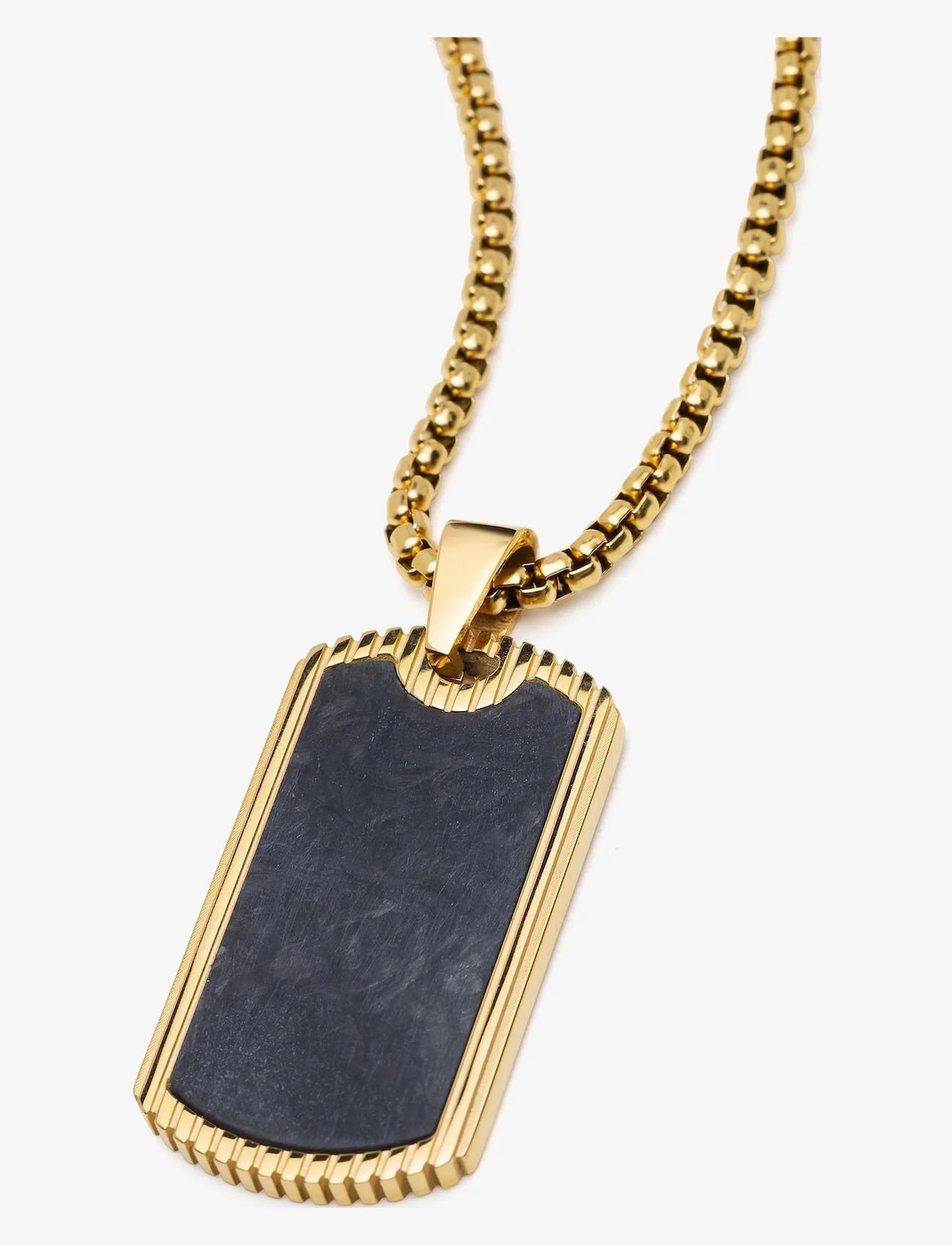 Nialaya - Men's Forged Carbon Dog Tag Necklace - birthday gifts - gold / black - 1